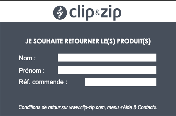 Carton de retour pour remboursement